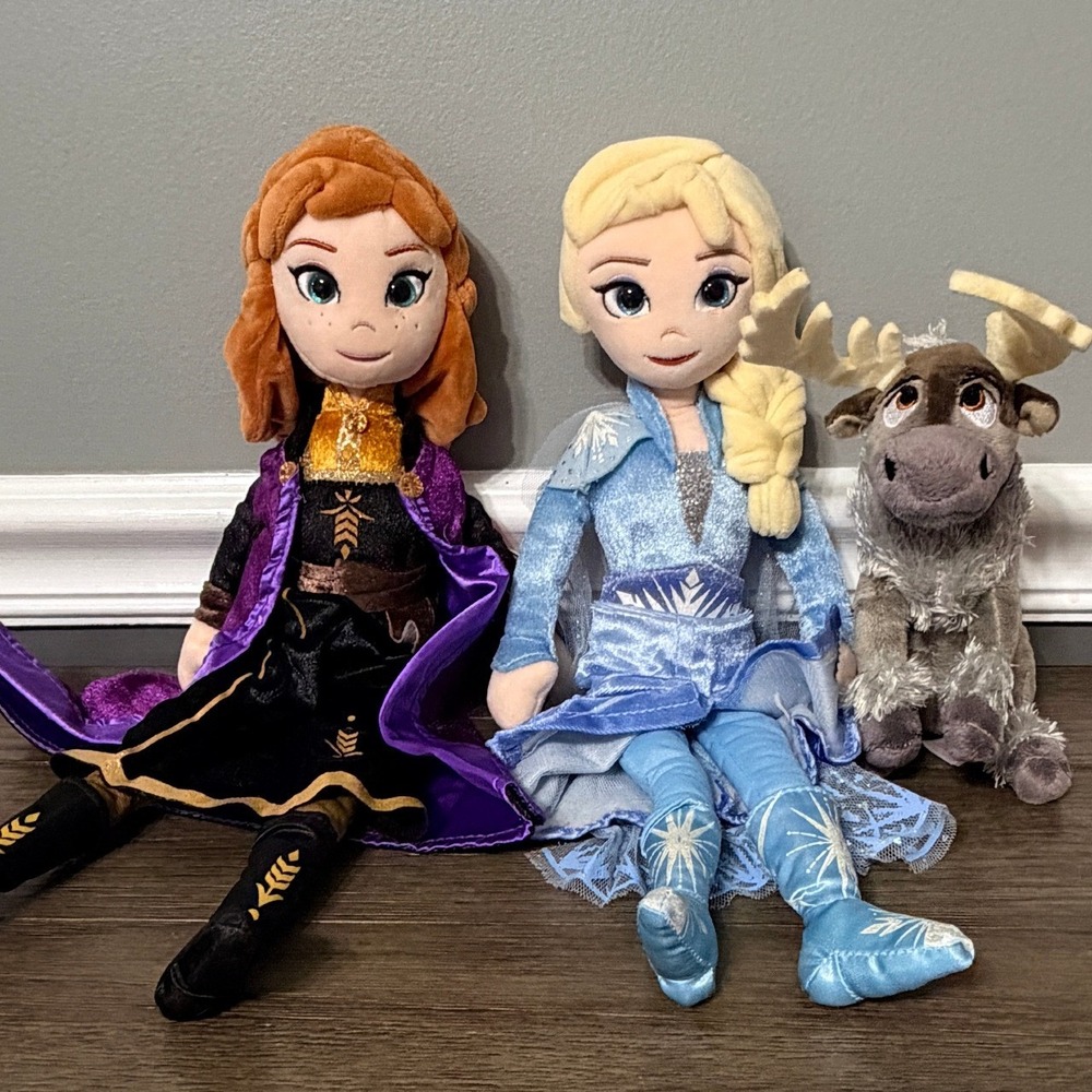 Disney Frozen II Ty Sparkle Plush Set Anna Elsa Sven Reindeer Stuffed Toy Lot 3